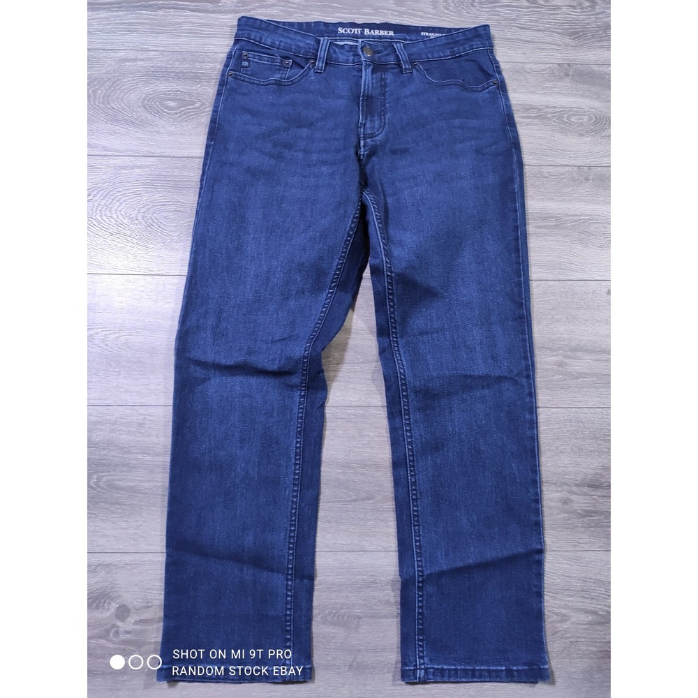 Scott Barber Jeans Adult 32 x 29 Blue Straight Fit Stretch Denim Mens